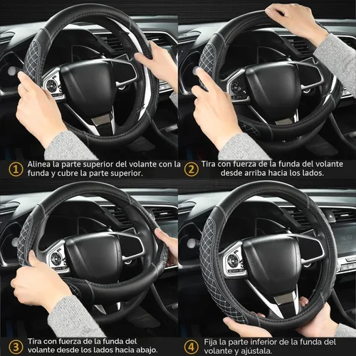 Miniatura 7 de Funda para Volante de Coche West Llama para Mazda 3,5,6,CX-3,CX-5,CX-30,CX-50,CX9,CX-9,MX-5 Miata,CX-7,RX-8,14.5-15 pulgadas (Negro-Tamaño Estándar)