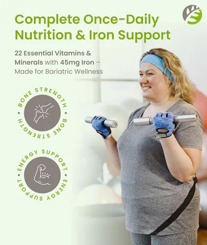 Miniatura 2 de BariSlim Cápsula multivitamínica bariátrica avanzada una vez al día, 45 mg de hierro, vitamina bariátrica para cirugía post bariátrica, incluyendo