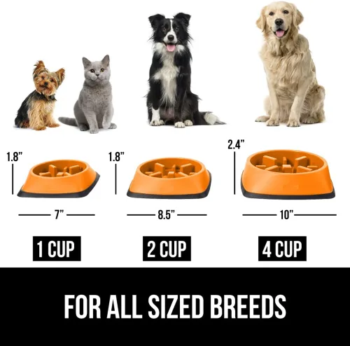 Miniatura 6 de GORILLA GRIP® Tazones patentados para perros de alimentación lenta sin BPA, juguete interactivo de 4 tazas para perros y gatos, enriquecimiento