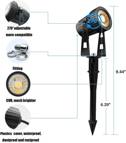 Miniatura 3 de Luces LED de paisaje de bajo voltaje, iluminación de paisaje COB 12V 24W blanco cálido, 2100LM focos de jardín al aire libre para patio, césped