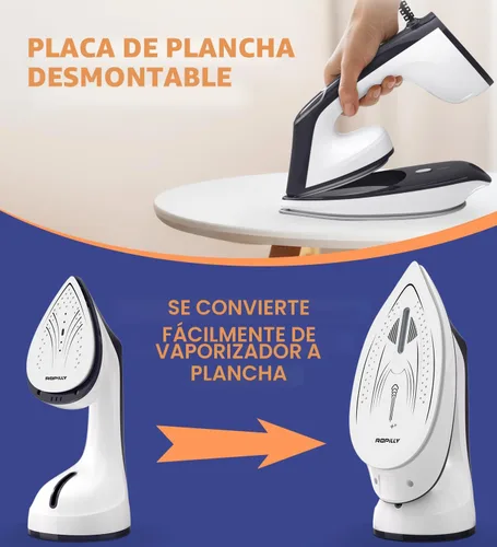 Miniatura 3 de Vaporizador para ropa, vaporizador y plancha 2 en 1 de 1600 W con placa de cerámica grande, potente vapor turbo, control inteligente de temperatura
