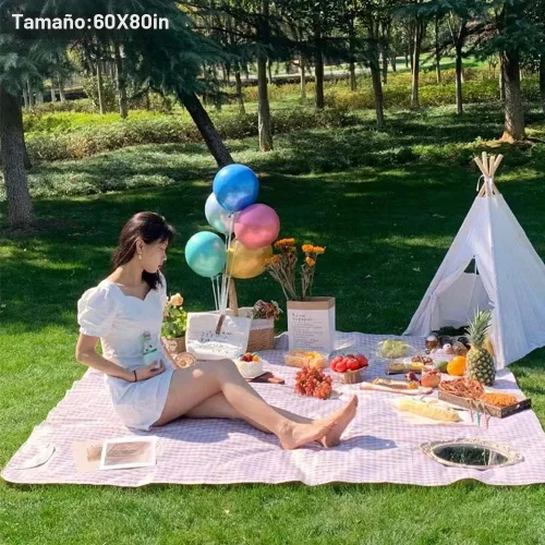 Miniatura 8 de PUPOPIK Manta de Picnic al Aire Libre, Plegable Impermeable Arena Playa Estera, Grande 80x60pulg. Manta de Playa para Camping, Caminata, Viaje