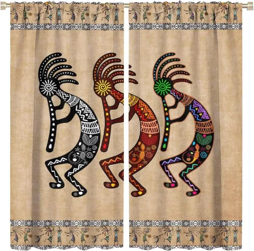 Miniatura 9 de Kokopelli - Cortinas opacas para cocina, decoración de sala de estar, dormitorio, 21 x 45 pulgadas, 2 paneles