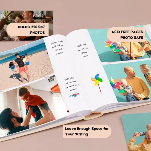 Miniatura 6 de Aevdor - Álbum de fotos 5x7 con 240 bolsillos y espacio para escribir, álbum de fotos de gran capacidad 5x7 con capacidad para 240 fotos, libro