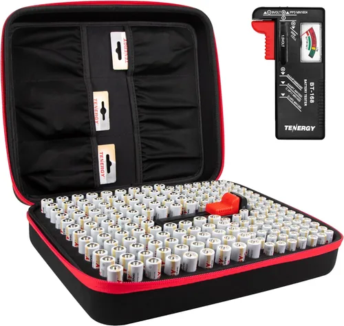 Miniatura 8 de Tenergy Estuche Organizador de Almacenamiento de Baterías con Probador de Baterías, Contiene 60 Baterías AA AAA C D 9V (Baterías no Incluidas)
