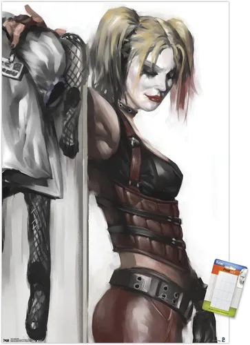 Miniatura 12 de DC Comics - Póster de pared de Harley Quinn, 22.4 pulgadas de largo x 14.7 pulgadas de ancho, versión enmarcada de madera de granero