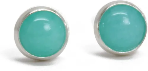 Miniatura 27 de Aretes de tuerca con piedras preciosas para mujeres y niñas, bisel redondo de 0.157 in de plata esterlina 925