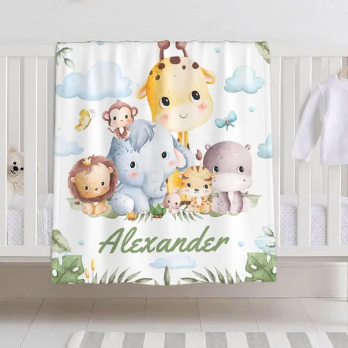 Miniatura 12 de Manta de bebé personalizada con nombre – Manta de león para niños pequeños, bebés, niños, ducha, recién nacidos – Cochecito de bebé, decoración
