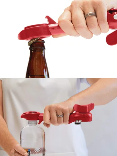 Miniatura 5 de Kuhn Rikon Auto Safety Master Abridor para latas, botellas y tarros, 9 x 2.75 pulgadas, rojo