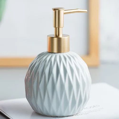 Miniatura 9 de Ceramics - Dispensador de jabón dorado para baño, dispensador de jabón de alivio para fregadero de cocina, botella de jabón líquido recargable