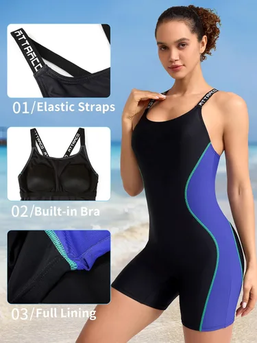 Miniatura 4 de ATTRACO Traje de baño deportivo de una pieza para mujer, traje de baño competitivo
