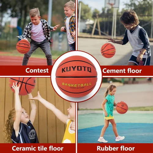 Miniatura 5 de KUYOTQ Kids Toddler Youth Adult Size 3/4/5/6/7 Basketball 22/25.5/27.5/28.5/29.5" Thickened Rubber or Faux Leather Indoor Outdoor Basketball for