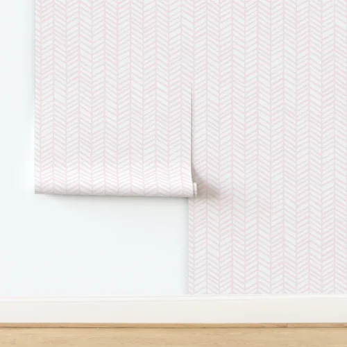 Miniatura 4 de Papel tapiz autoadhesivo para despegar y pegar, papel tapiz extraíble de color rosa pastel y blanco con diseño de espiga para bebé niña Spoonflower