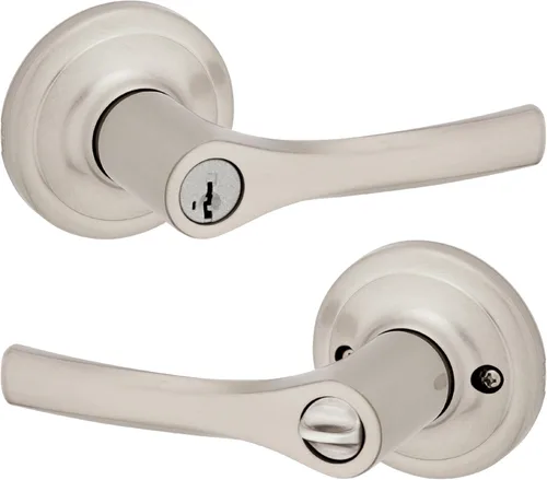 Miniatura 22 de Kwikset Henley - Manija de puerta de paso interior, manija para puertas de armario y pasillo, manija reversible sin bloqueo, níquel satinado