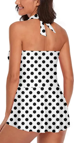 Miniatura 3 de Traje de baño tankini halter para mujer, de dos piezas, con control de abdomen, cuello en V, fluido con pantalones cortos