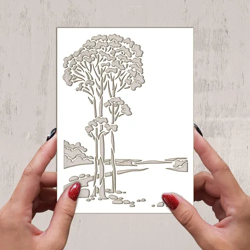 Miniatura 2 de Plantilla decorativa FLONZ de árbol de eucalipto (6 x 8 pulgadas) para pintura de pared, álbumes de recortes y decoración de pasteles