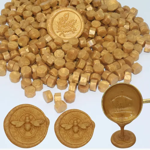 Miniatura 32 de 250 unidades de cuentas de cera de sello doradas antiguas, cuentas de cera premium de Andotopee para sellos de sellos, paquete de repuesto de perlas