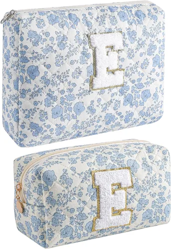 Miniatura 9 de Bolsa de maquillaje alfabética JOVAKIT, bolsa de cosméticos para mujeres, regalos de Navidad para niñas de 6 a 18 años, neceser de viaje con flores