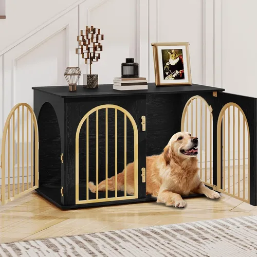 Miniatura 15 de Hzuaneri - Muebles de madera para perros de 26.8 pulgadas, jaula de interior para perros pequeños, jaulas resistentes decorativas para mascotas