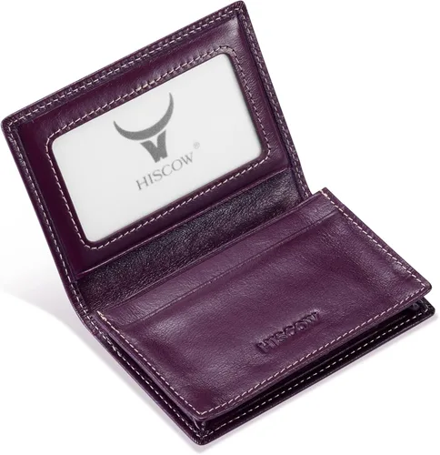 Miniatura 7 de Funda de piel para tarjetas de visita para hombres y mujeres, piel de becerro italiana Café