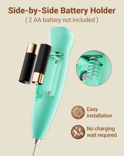 Miniatura 6 de Espumador de leche de mano, mezclador de bebidas, agitador de café de mano, espumador eléctrico para mezclador de café, varita con 2 batidores