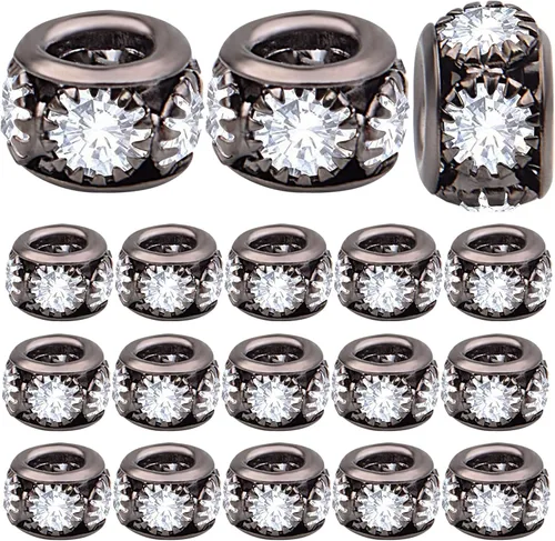 Miniatura 12 de BronaGrand 40 cuentas espaciadoras europeas de diamantes de imitación de 0.315 pulgadas (0.315 in), cuentas espaciadoras de cristal para bricolaje