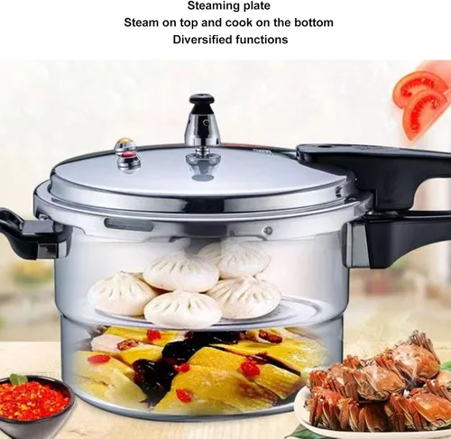 Miniatura 6 de Luqeeg Olla a presión de aluminio, olla a presión con calor rápidamente, distribución uniforme del calor, estufa de inducción y doble uso abierto