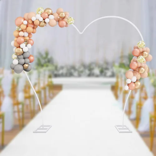 Miniatura 3 de Soporte de arco de globos de 7.7 pies de metal para arco de boda, soporte de telón de fondo, arco de corazón, decoración de fondo floral para Blanco