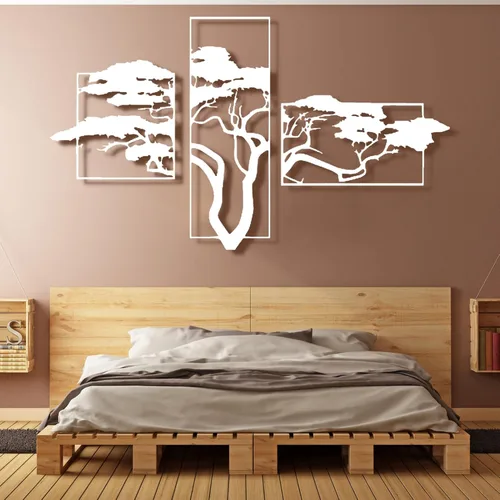 Miniatura 6 de ICEWQOQU Arte de pared con árbol de la vida, 3 piezas de metal árbol de la vida, decoración de pared natural, arte de pared grande de metal