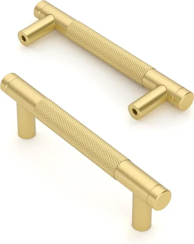 Miniatura 39 de Asidrama - Paquete de 10 tiradores para gabinete de 3 pulgadas (76mm) de color negro mate y bronce champán, manijas estriadas para gabinete