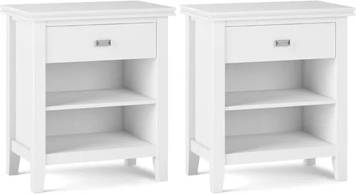 Miniatura 22 de SIMPLIHOME Mesita de noche artesanal de madera maciza de 24 pulgadas de ancho en marrón otoño, mesa auxiliar o auxiliar contemporánea con 1 cajón