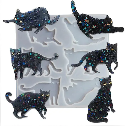 Molde de resina para gatos, lindos moldes de silicona epoxi para colgante, molde de fundición para joyería de bricolaje, collar, aretes, ornamento