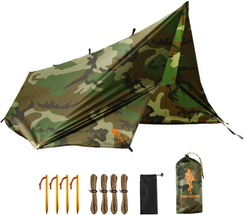 FREE SOLDIER Lona impermeable portátil multifuncional para exteriores, camping, viajes; toldo de mochilero, refugio contra la lluvia Camuflaje 10 ×