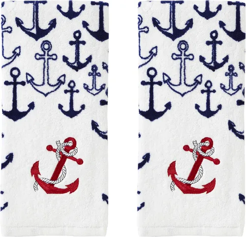 SKL Home Americana Anchor - Juego de toallas de mano, 16 x 25 pulgadas, paquete de 2