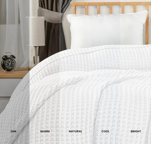 Miniatura 5 de Utopia Bedding Manta de punto gofre de 100 % algodón, tamaño grande para cama, ligera, transpirable, suave y acogedora, regalos para mujeres Blanco
