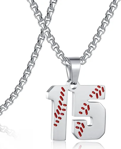 Miniatura 113 de SKQIR Colgante de número de jersey de béisbol para hombres y niños - Cadena de acero inoxidable para atletas - Negro