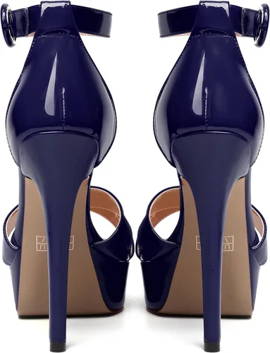 Miniatura 95 de MODENCOCO Sandalias de boda con correa de tobillo sexy para mujer, con plataforma y puntera abierta, tacón de aguja y tacón alto, zapatos de vestir