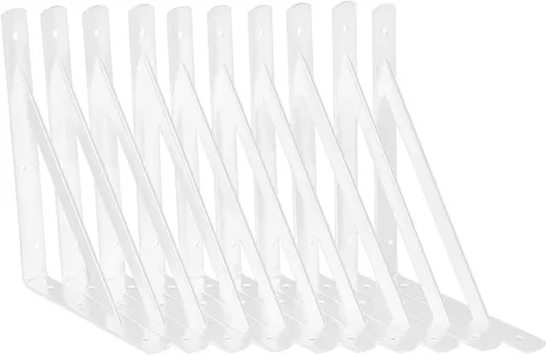 Miniatura 9 de Soportes de estante de 6 pulgadas, paquete de 8 soportes en L resistentes para estantes, soportes de metal triangulares de 90 grados para estantes
