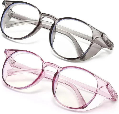Miniatura 12 de 2 pares de gafas de seguridad anti niebla, gafas de protección azul, bloqueo de luz azul para hombres mujeres