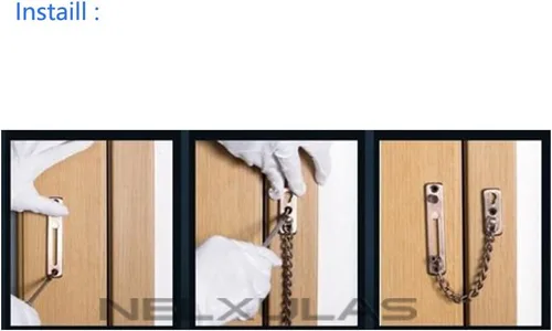 Miniatura 3 de Cadena de puerta de seguridad 304 Puerta de fundición de acero inoxidable Cerradura montada en superficie Acabado cepillado (estilo B)