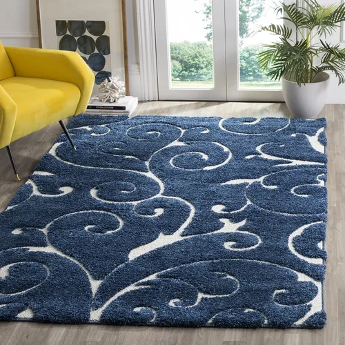 Miniatura 71 de SAFAVIEH - Alfombra de la colección Florida Shag - 10 pies redonda, color crema y beige, diseño de pergamino, no suelta pelusa y fácil de limpiar