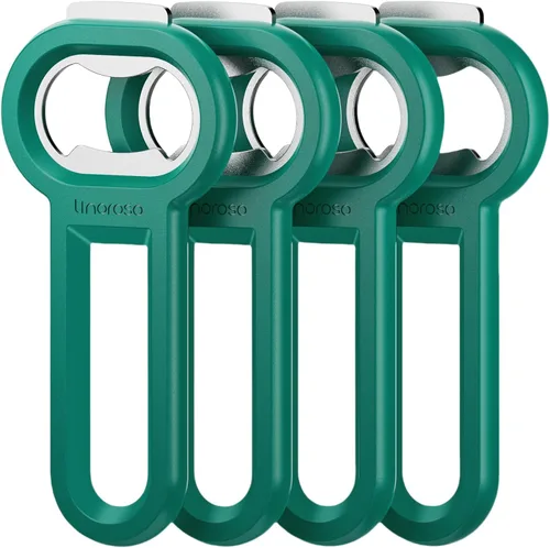 Miniatura 12 de Linoroso Abrebotellas magnético para refrigerador, abridor de botellas de cerveza y abrelatas de soda con captador de tapas, abridor de cerveza negro