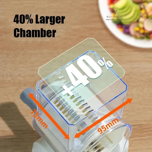 Miniatura 4 de Rallador giratorio de queso con manivela, trituradora multiusos con 5 cuchillas intercambiables de acero inoxidable para triturar, rebanar y rallar