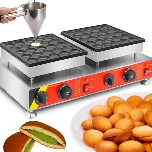 Máquina para hacer panqueques eléctrica comercial de 50 agujeros de 1.8 pulgadas, mini panqueques holandeses, plancha para panqueques, máquina para