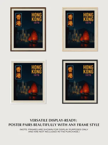 Miniatura 8 de AMERICAN LUXURY GIFTS Póster vintage de viaje de Hong Kong, horizonte nocturno retro de 1978, impresión sin marco de 8 x 10 pulgadas, arte de pared