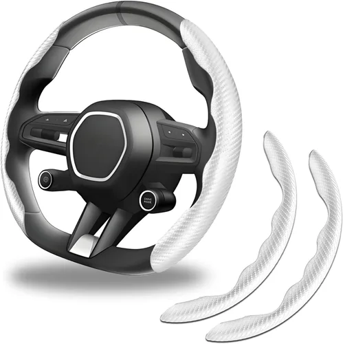 Miniatura 9 de 2 piezas Funda de volante de fibra de carbono antideslizante, Funda de volante antideslizante/Protector de volante segmentado/Accesorios