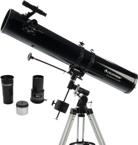 Celestron - Telescopio PowerSeeker 114EQ - Telescopio ecuatorial alemán manual para principiantes - Compacto y portátil - Paquete de software de