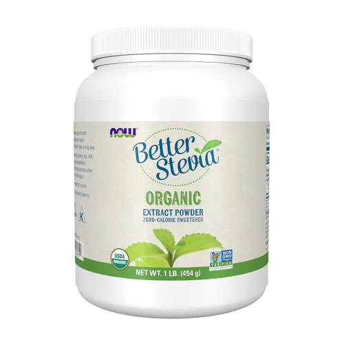 NOW Foods BetterStevia Orgánico Extracto en Polvo Cero Calorías, Apto para Keto, Adecuado para Diabéticos, Sin Eritritol, 1 Libra