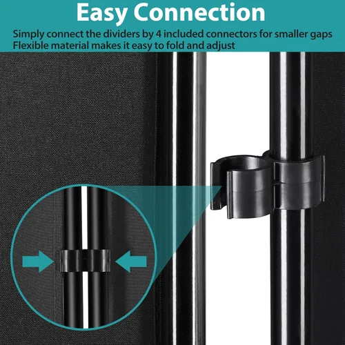 Miniatura 4 de SUPER DEAL Divisor de habitación, pantallas de privacidad plegables de 6 pies, 3 paneles separadores de habitación portátiles con soportes de metal