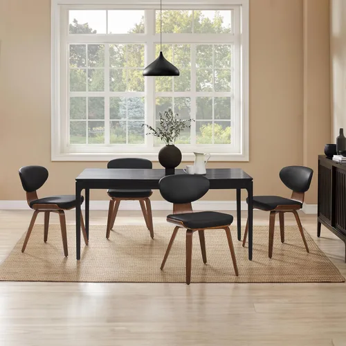 Miniatura 5 de Art Leon Sillas de comedor de mediados de siglo, sillas de comedor tapizadas de piel sintética, silla de cocina sin brazos con patas de madera